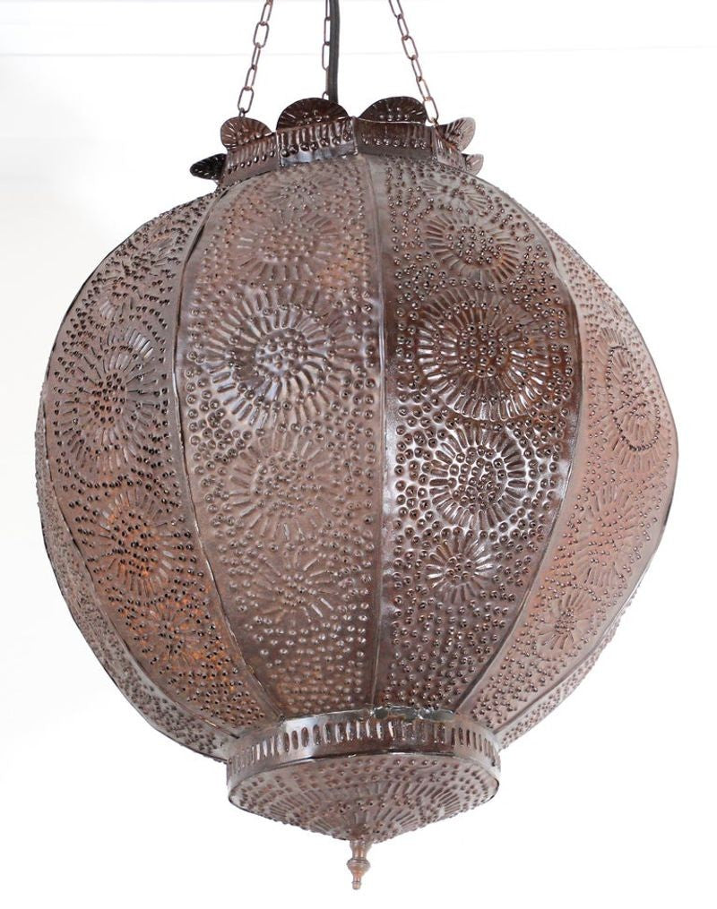 Handcrafted Moroccan Metal Orb Pendant, North Africa