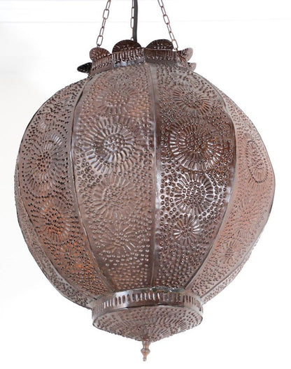 Handcrafted Moroccan Metal Orb Pendant, North Africa