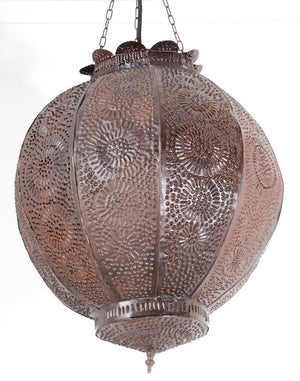 Handcrafted Moroccan Metal Orb Pendant, North Africa