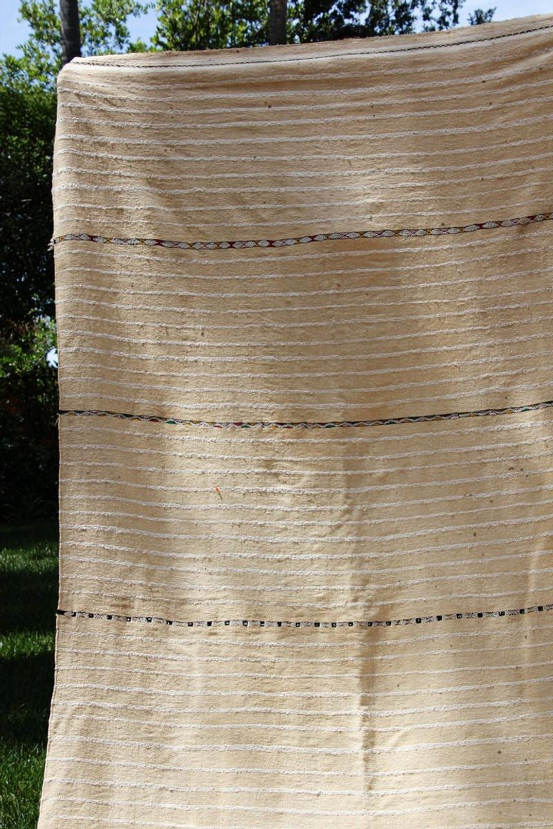1960s Large Vintage Moroccan Wedding Berber Blanket Throw with Sequins