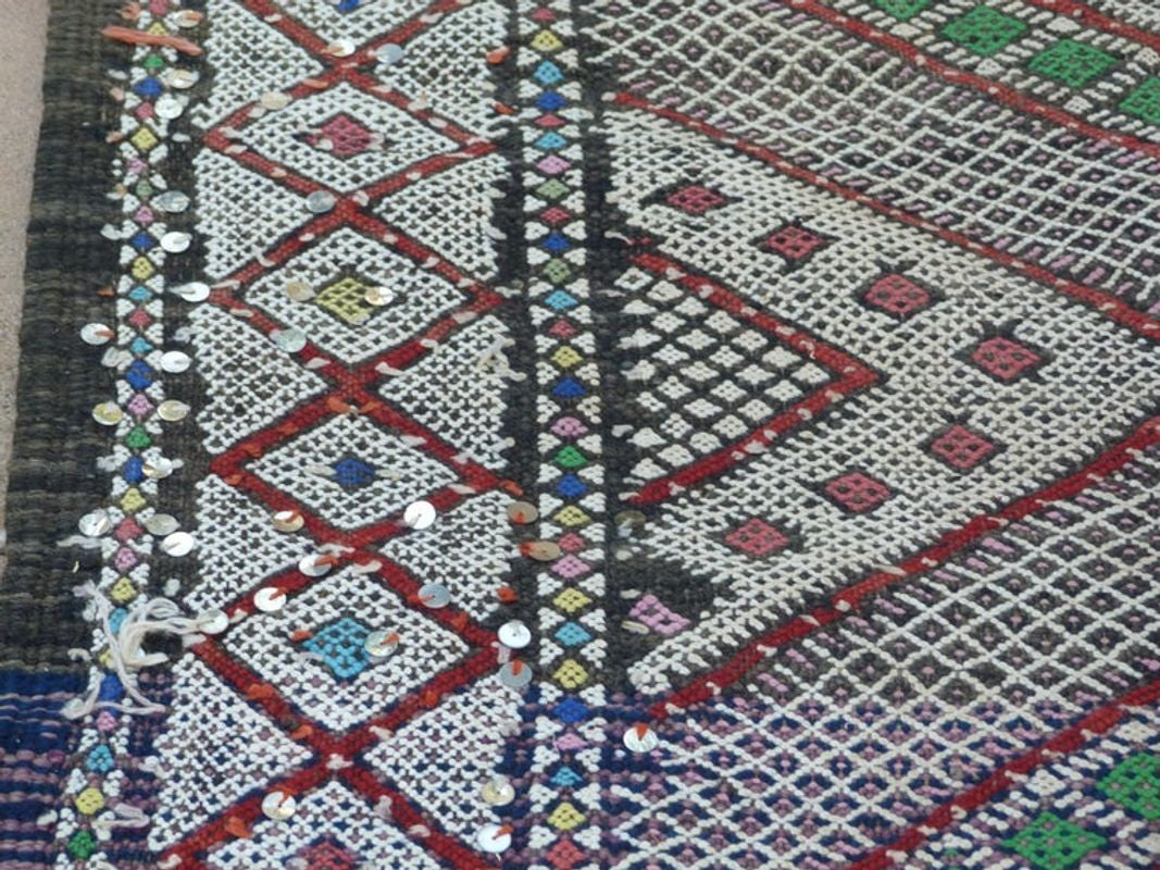 1960s Vintage Zemmour Moroccan Berber Rug Runner