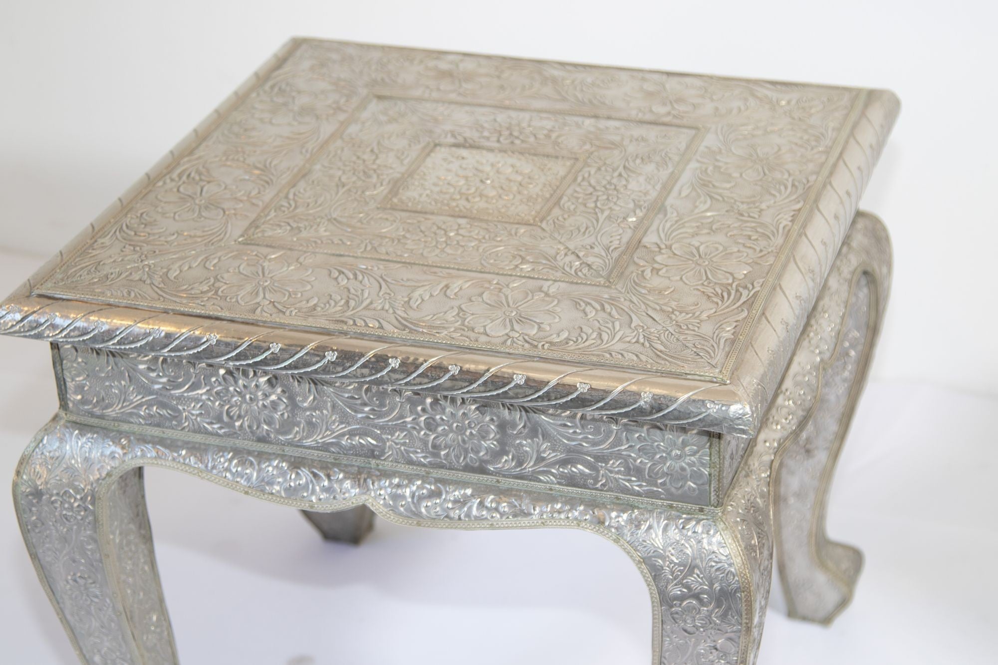 1950 Anglo-Indian Silver Wrapped Clad Side Low Table