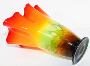 Murano Orange Footed Vase Freeform Handkerchief Art Glass