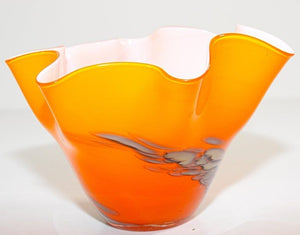 Murano Art Glass Venetian Fulvio Bianconi Vase Orange Freeform Handkerchief