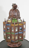 Moroccan Moorish Multi-Color Glass Lantern in Star Shape