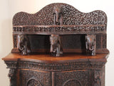 Antique Anglo-Indian Hand-Carved Hardwood Cabinet / Sideboard, India, circa 1880