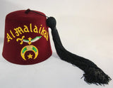 AL Malaikah Vintage Iconic Masonic Shriner Burgundy Wool Fez Hat in Original Box