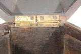 Large Asian Decorative Wooden Jewelry Box with Hammered Brass Metal Overlay