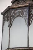 Moroccan Moorish Hanging Metal Lantern with Milky Glass