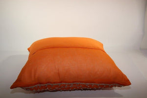 Beaded Orange Throw Pillow Embellished with Sequins