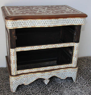 White Inlay Moorish Moroccan Nightstand Dresser