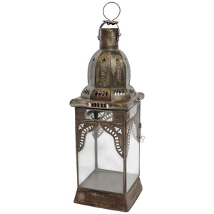 Moroccan Moorish Square Metal and Clear Glass Candle Lantern