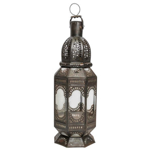 Moroccan Metal and Clear Glass Candle Lantern