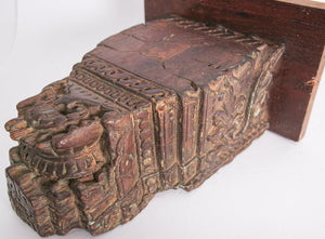 Wall Bracket Architectural Carved Wood Fragment from India