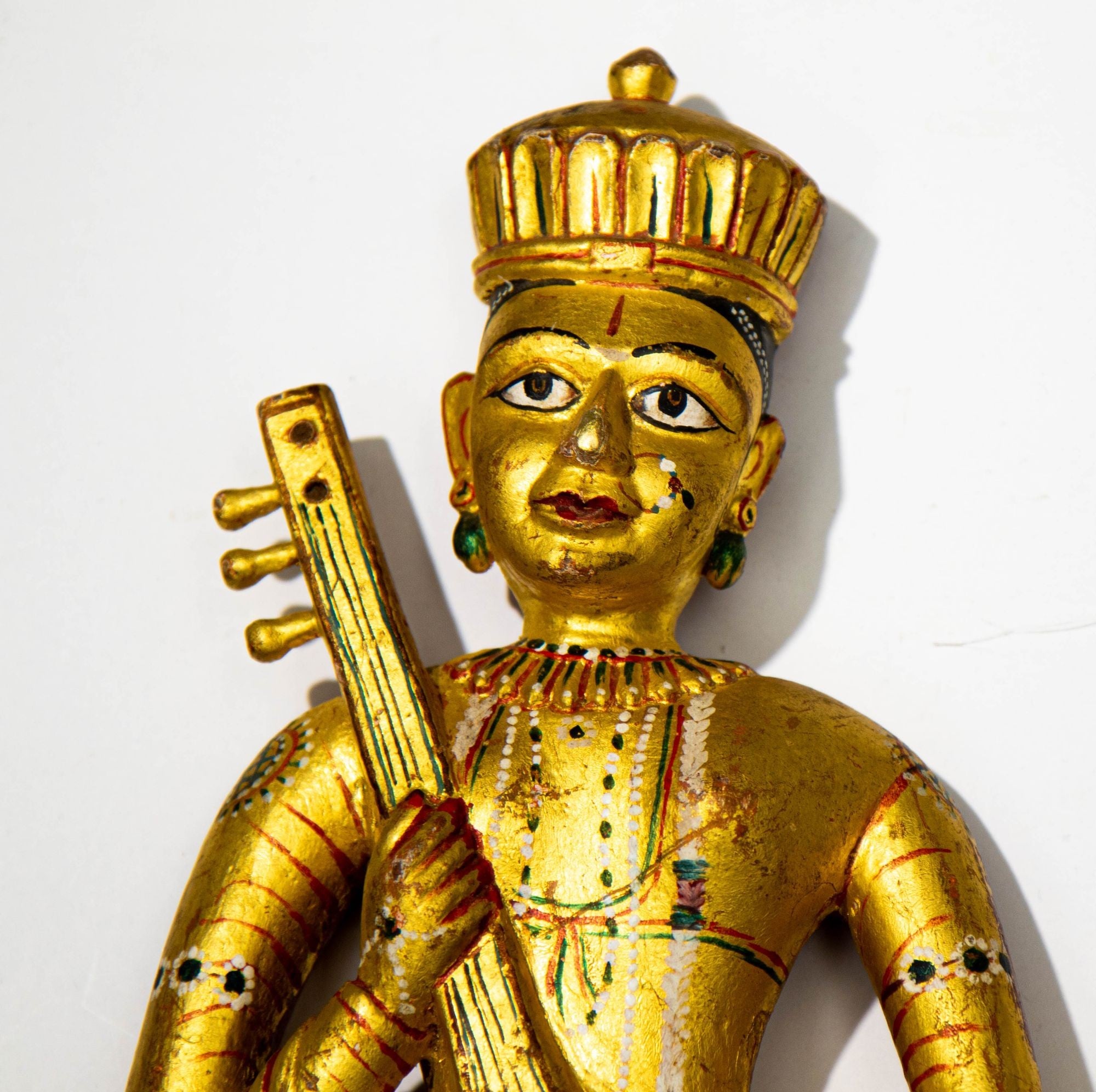 Hand Carved Wood Rajasthani Female Musicians Wall Sculptures from India Set of 2