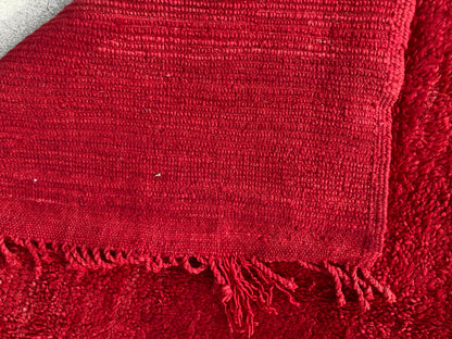 Vintage Red Moroccan Berber Rug, Hand-Knotted Wool, 1960