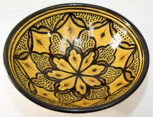 Vintage Moroccan Handcrafted Ceramic Yellow Bowl