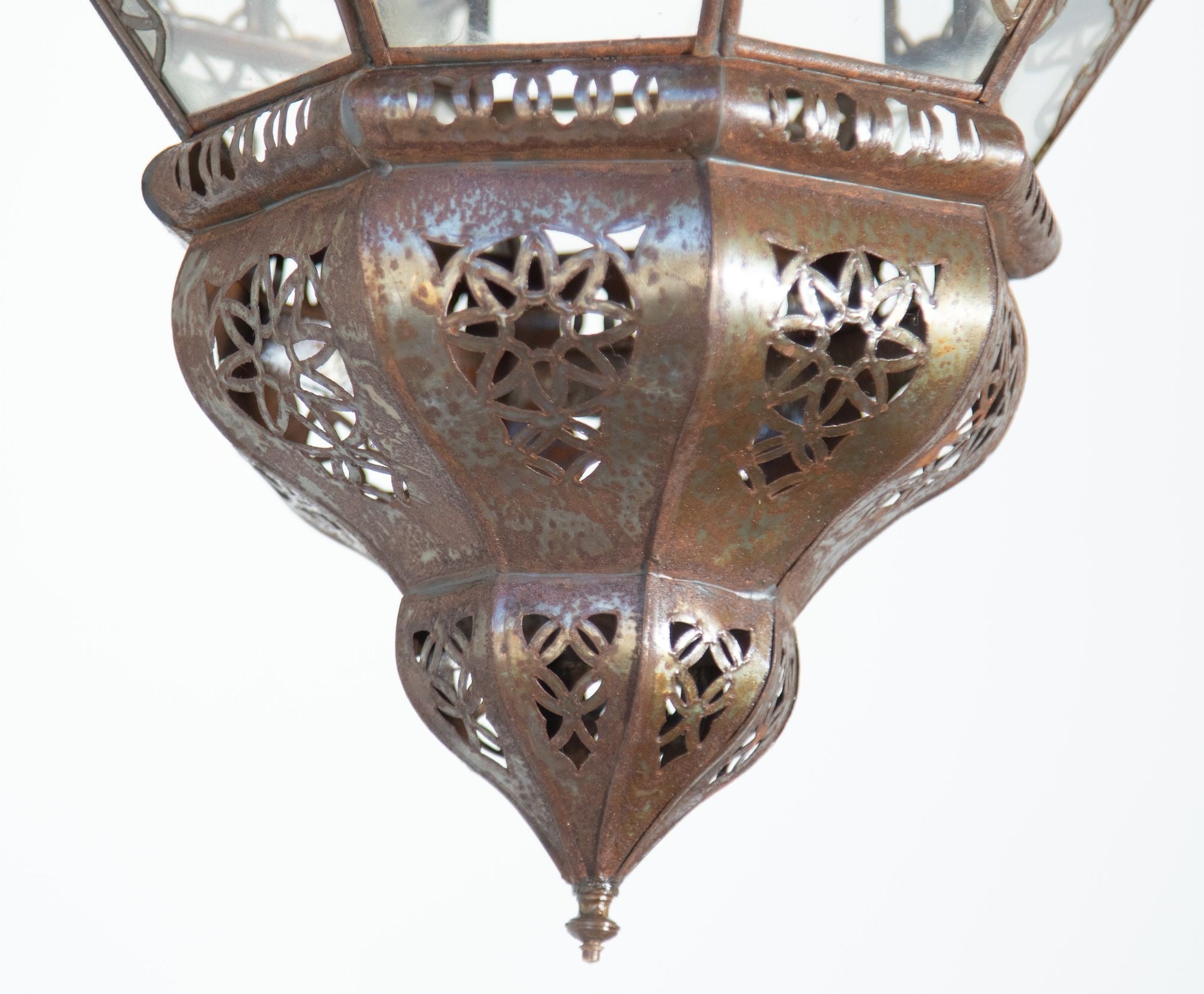 Handcrafted Moroccan Lantern with Clear Glass and Moorish Metal Filigree