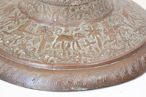 Antique Copper Vase with Hindu Scenes, 19th Century