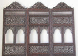 Anglo-Indian Mughal Hardwood Three-Panel Screen