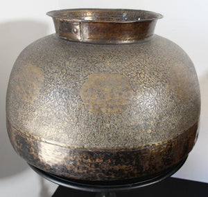 Large Fine Antique Islamic Inlaid Indo-Persian Copper Mughal Vessel
