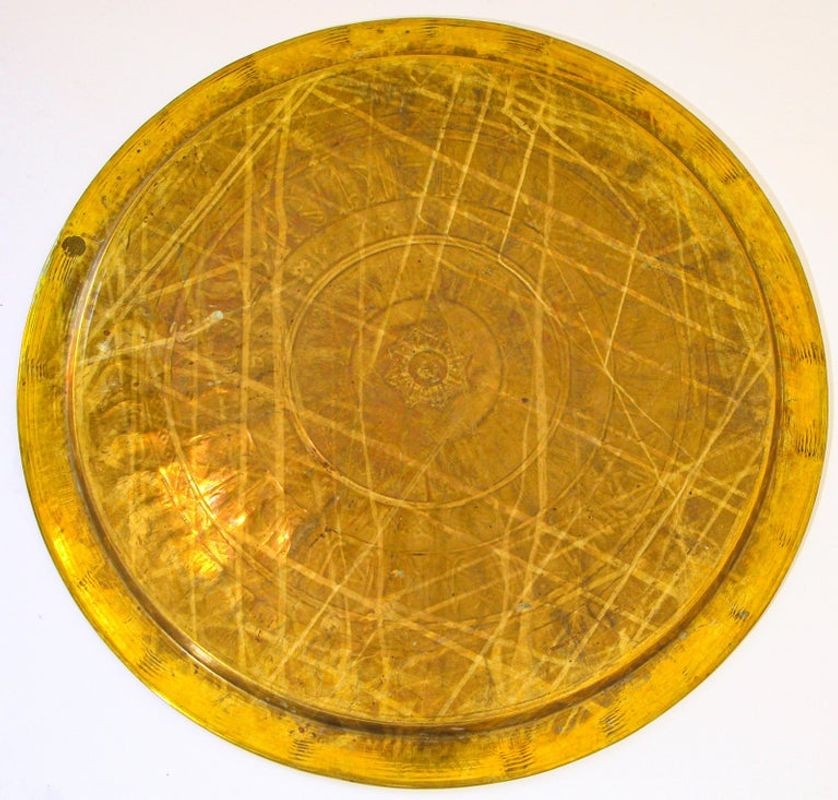 Mughal Indian Handcrafted Decorative Hammered Moorish Brass Tray