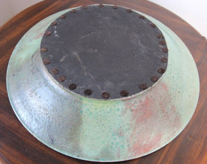 Handcrafted Italian Art Studio Large Stoneware Bowl Aqua Color