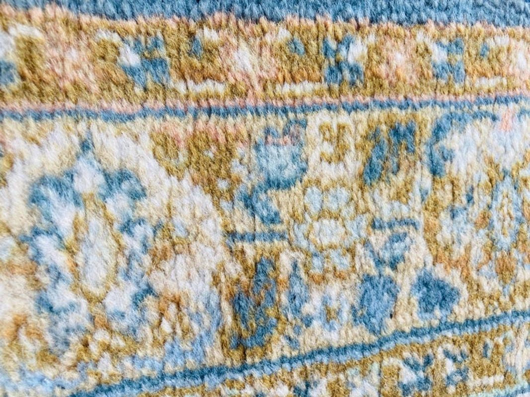 1950s Hand Knotted Green Runner from Turkey