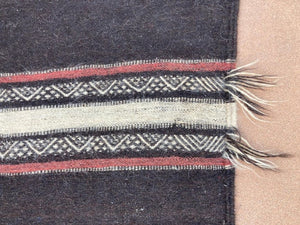 Moroccan Vintage Flat-Weave Black Camel Hair Tribal Rug