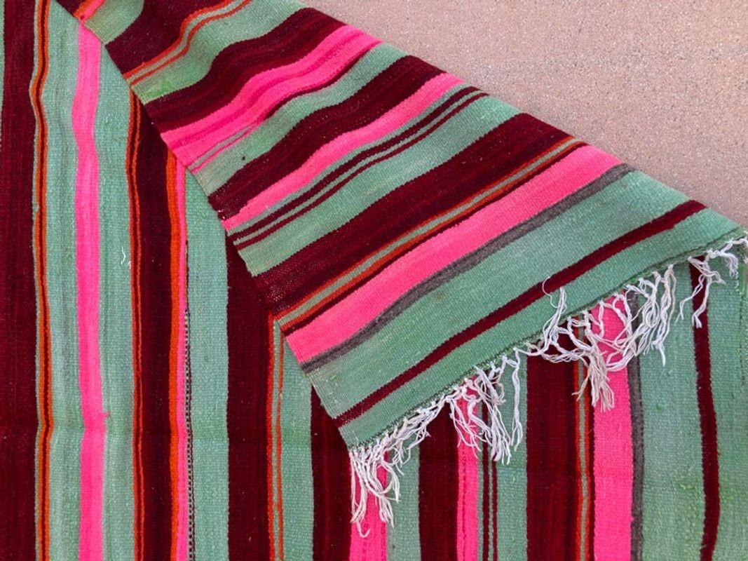 Moroccan Vintage Flat-Weave Kilim Rug North Africa