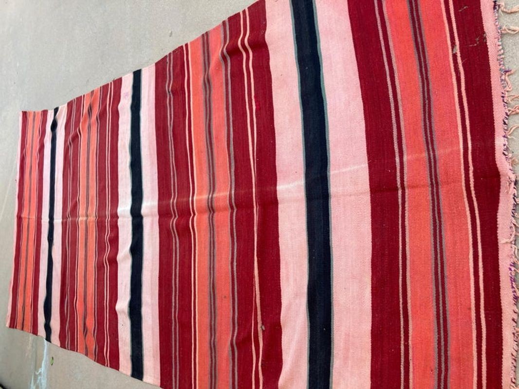 Moroccan Vintage Flat-Weave Tribal Kilim Rug