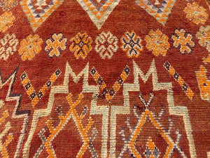 1960s Moroccan Vintage Hand-woven Boujad Tribal Area Rug