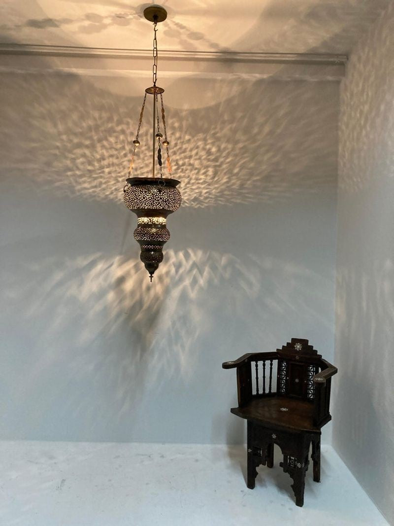 Moroccan Hanging Brass Chandelier Andalusian Moorish Style