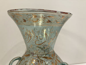 Handblown Mosque Glass Lamp in Mameluke Style Gilded with Arabic Calligraphy