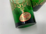 Set of Six Handblown Moorish Green and Gold Tea Glasses