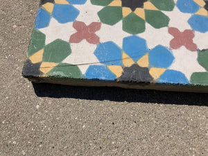 Moroccan Encaustic Cement Tile Border with Moorish Fez Design