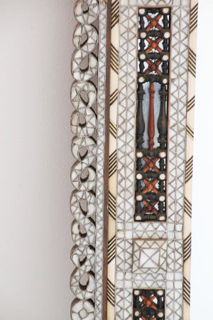 White Mother of Pearl Inlaid Antique Middle Eastern Damascene Syrian Mirror 66"