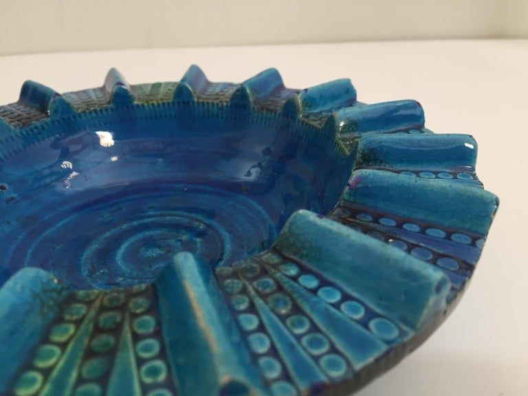 Aldo Londi Blue Ceramic Ashtray Handcrafted in Italy