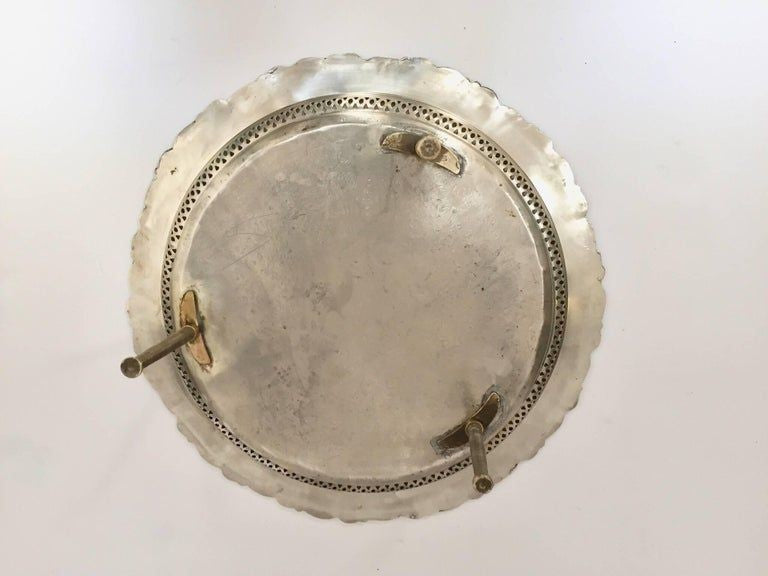 Moroccan Polished Round Footed Silvered Tray Table
