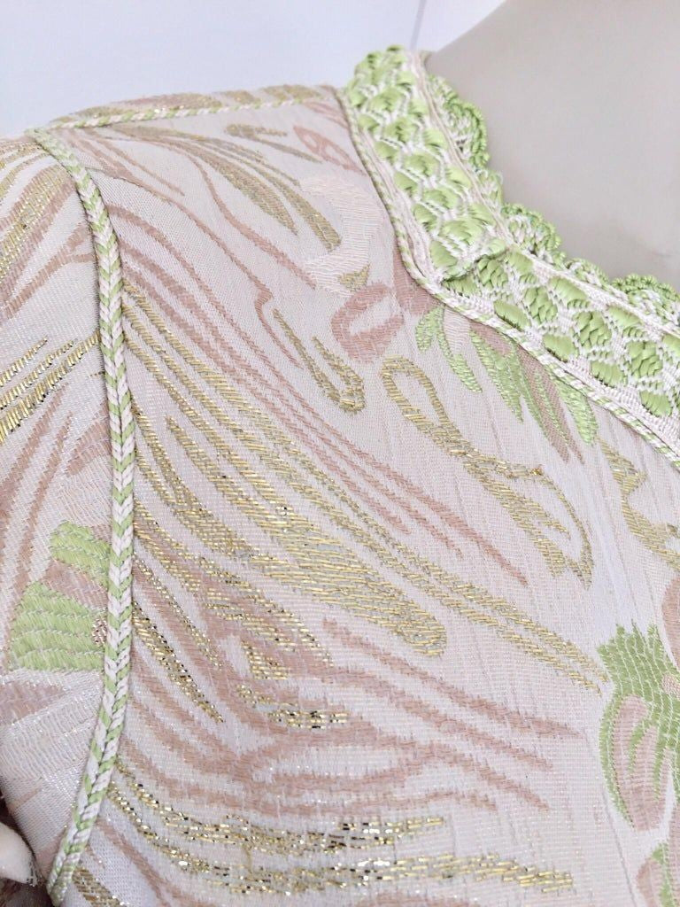 Moroccan Kaftan in Silver Metallic Floral Brocade