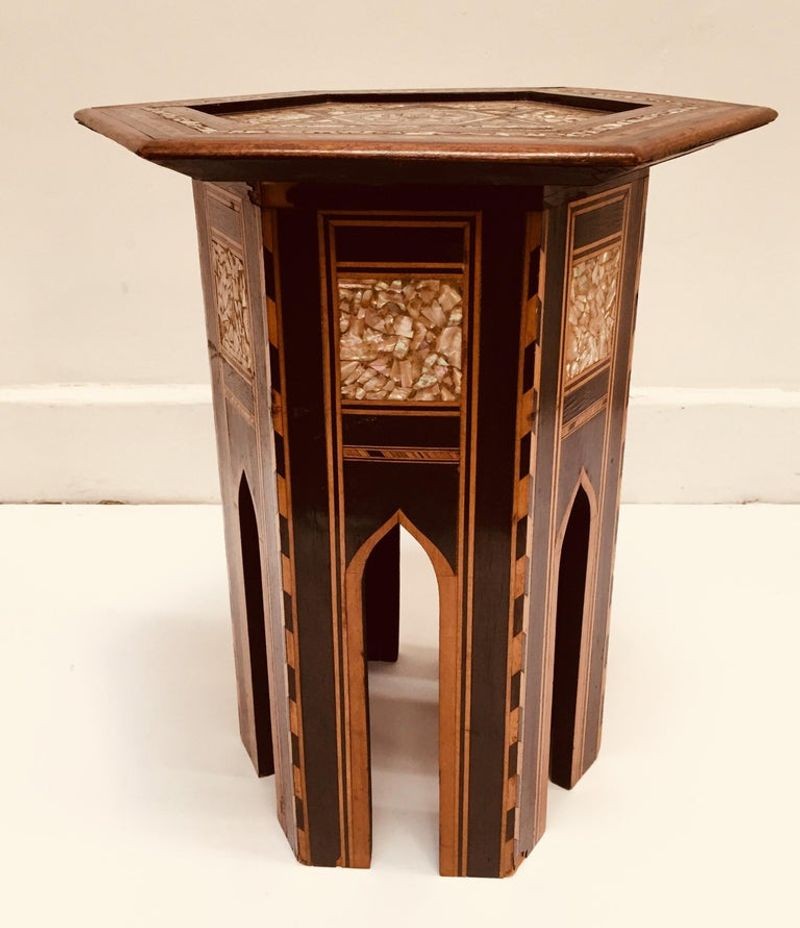 19th Century Hand-Carved Moorish Side Table from Turkey