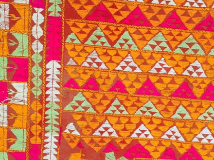Phulkari Bawan Bagh Wedding Shawl, Silk Embroidery on Cotton, Punjab India