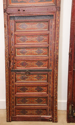 19th Century Moroccan Antique Double Door with Hand Painted Moorish Designs