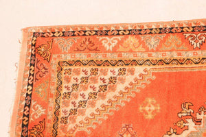 1960s Moroccan Vintage Orange Color Tribal African Pile Rug