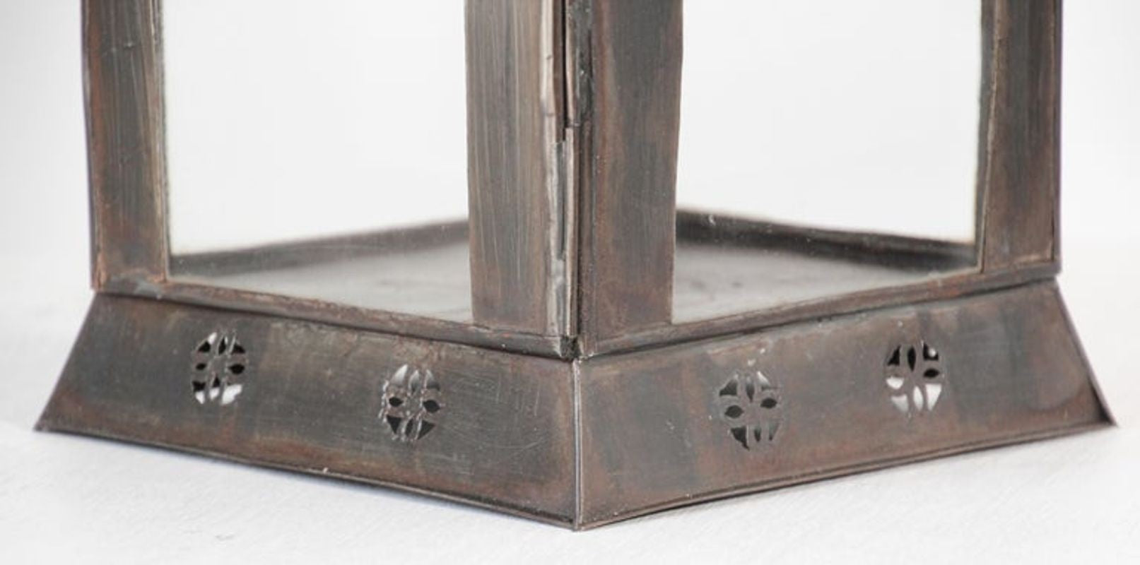 Moroccan Moorish Square Tole and Clear Glass Candle Lantern