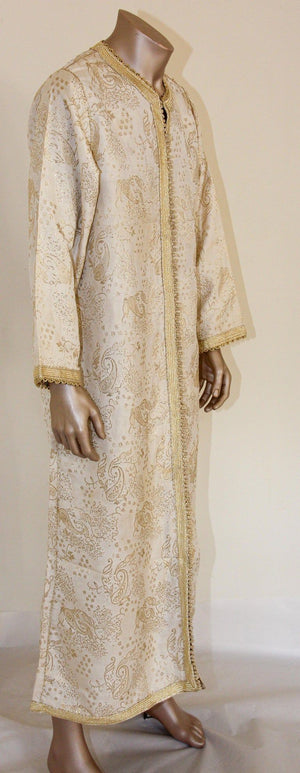 Moroccan Vintage Kaftan Gentleman Silver and Gold Caftan, circa 1970