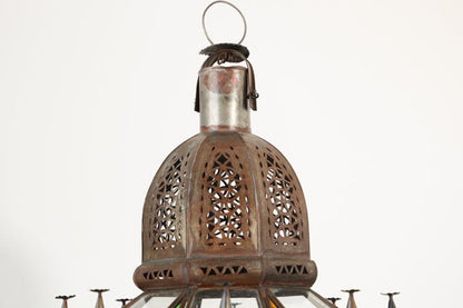 Moorish Glass Lantern, Handcrafted Metal & Glass, Morocco