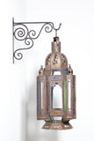 Moroccan Moorish Tole and Glass Candle Lantern