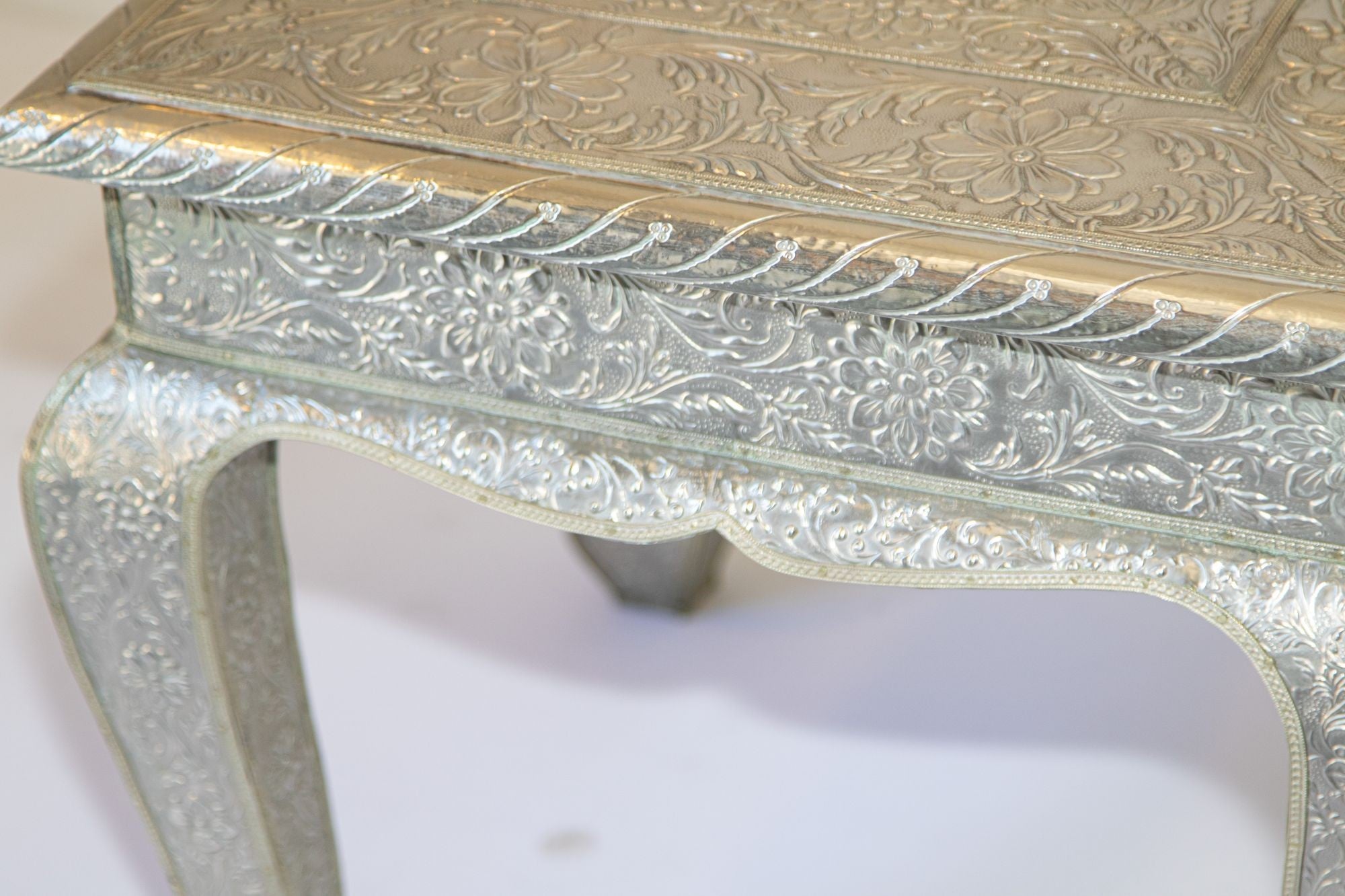 1950 Anglo-Indian Silver Wrapped Clad Side Low Table