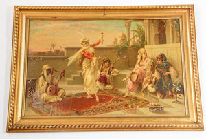 Orientalist Gravure Scene of Turkish Women Dancing in the Harem, Luigi Crosio